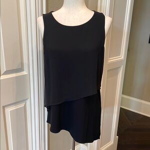 WHBM Sleeveless Asymmetrical Top Chiffon Overlay Black M